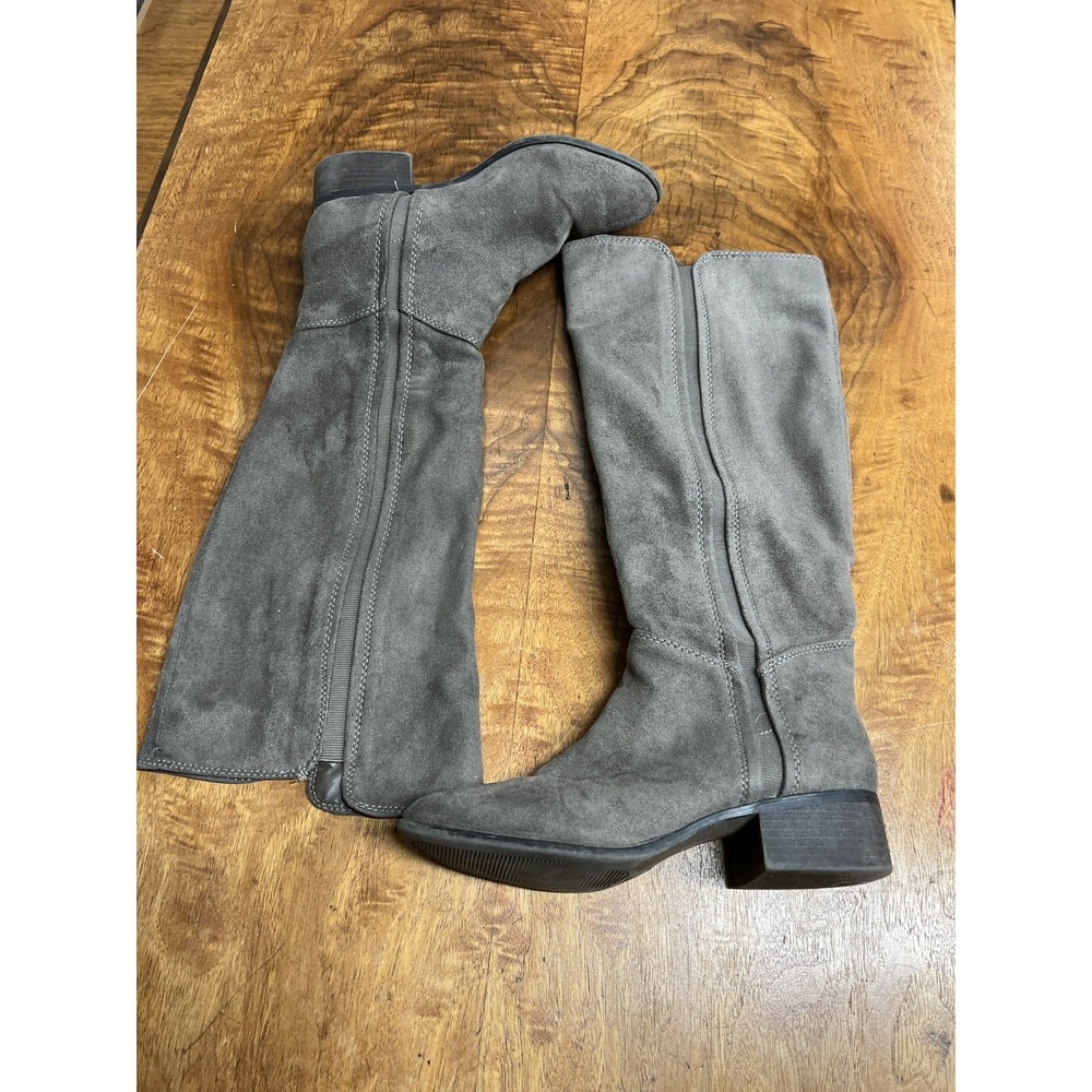 Taupe Brown Women's 8 Faux-Suede Knee High Riding Boots Equestrian Wide Calf